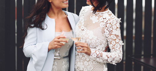 beautiful bride in stylish wedding dress