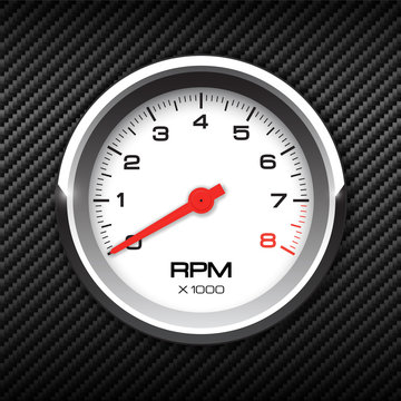 Vector Tachometer On Carbon Background