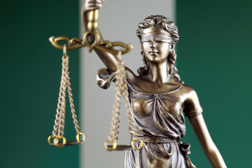 Symbol of law and justice with Nigeria Flag. Close up.