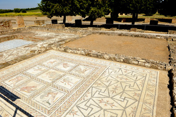 Mosaic of Dionysus and Ariadne, Ruins of Italica, Roman city near Santiponce in the province of...