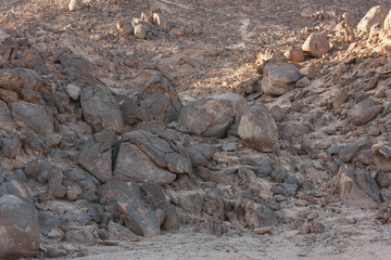 Rude rocky and stone landscape background. Rough natural surface texture.