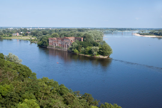 General view of old granary in fortress in Modlin