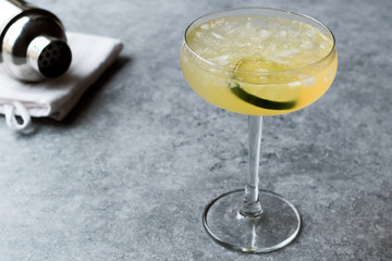Gin Gimlet Cocktail with Lime and Crushed Ice.