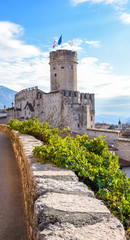 The majestic Castle of Buonconsiglio at the heart of the city of Trento towers in Trentino Alto...
