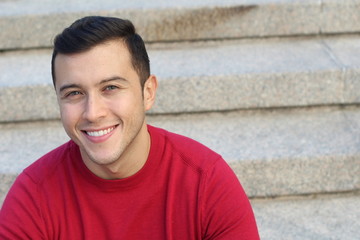 Eurasian man with blue eyes smiling