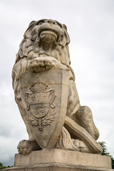 Guarding lion scrupture at the Royal castle in Lublin, Poland