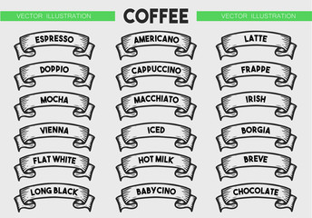 Coffee menu icon set