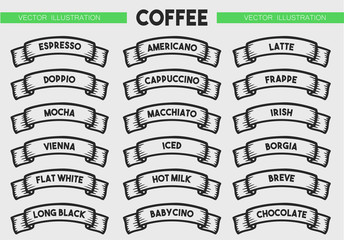 Coffee menu icon set