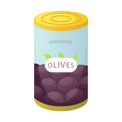 Olive bottle vector illustration in cartoon style.