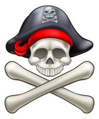 Pirate Hat Cartoon Skull and Crossbones 