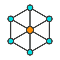 Blockchain Node Line Icon. Vector Simple Minimal 96x96 Pictogram
