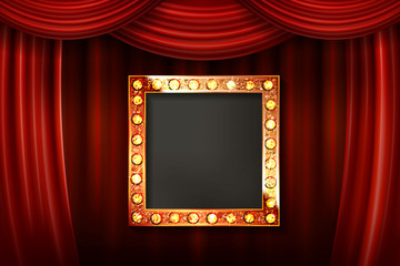 Gold frame with light bulbs