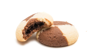striped cookies with chocolate isolated
