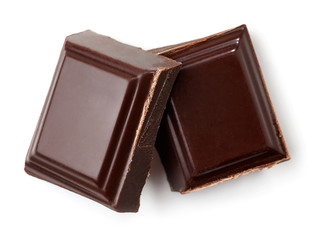 Two pieces of dark chocolate