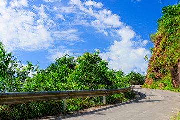 Solar street light on the road in the city, the use of sunlight as power lighting
