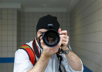 Fototapeta premium Photographer taking self portrait