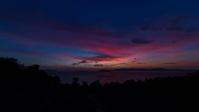 Beautiful sunrise or sunset over tropical sea in phuket thailand