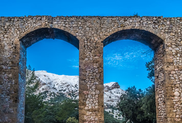 Sa Calobra Road, one of the most scenic and spectacular roads in the world, famous for its snake-like shape including turns of up to 360 degrees. Majorca (Mallorca), Baleraic Islands, Spain