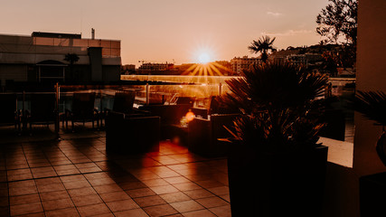 Coucher de soleil en terrasse