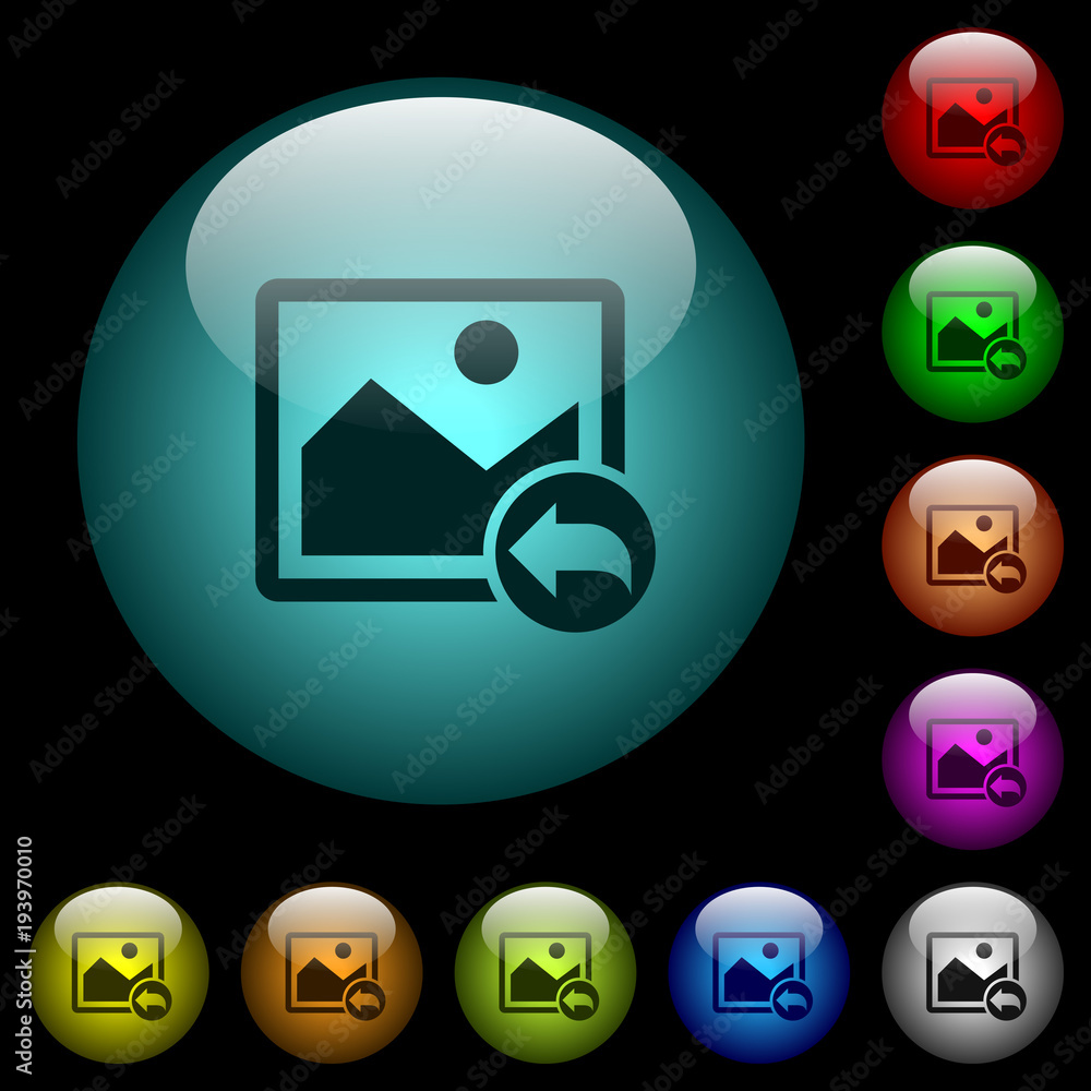 Poster undo image changes icons in color illuminated glass buttons