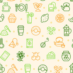 Tea Ceremony Seamless Pattern Background. Vector