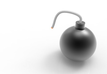 Naklejka na ściany i meble cannon ball with a burning wick. 3D rendering.