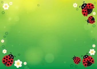Door stickers For kids Spring background with ladybugs 1