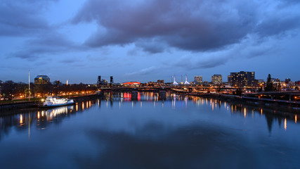 Night view of Portland downtown skyline