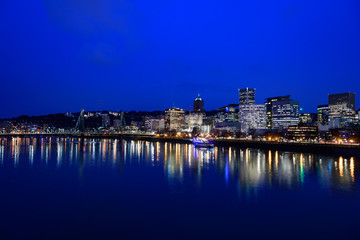 Night view of Portland downtown skyline