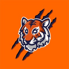 tiger mascot logo template for sport, game crew, company logo, college team logo