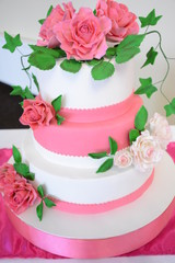 A large wedding cake.