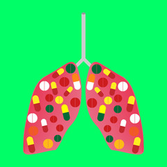 Lungs and pills icon.