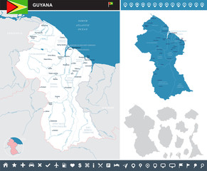 Fototapeta premium Guyana - infographic map - Detailed Vector Illustration