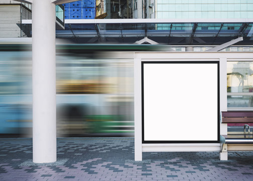 Mock up Banner Poster template Bus Stop Media outdoor street Sign display