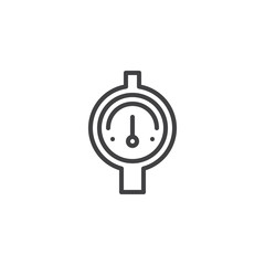 Gauge outline icon. linear style sign for mobile concept and web design. Manometer, Pressure measurement simple line vector icon. Symbol, logo illustration. Pixel perfect vector graphics
