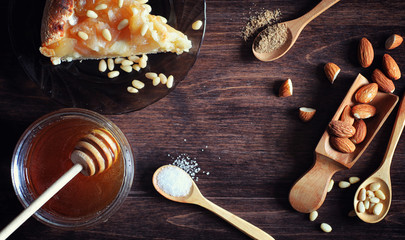Charlotte with apples and nuts. Preparation of apple baking with