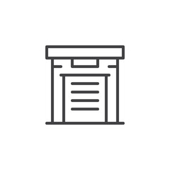 Warehouse outline icon. linear style sign for mobile concept and web design. Industrial warehouse simple line vector icon. Symbol, logo illustration. Pixel perfect vector graphics