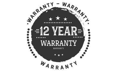 12 years warranty icon vintage rubber stamp guarantee