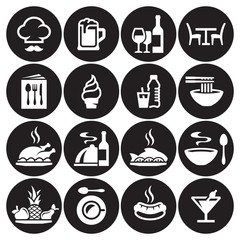 Restaurant food icons set