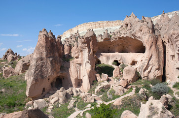 Fototapeta premium Unique geological formations in Zelve valley, Cappadocia, Central Anatolia, Turkey