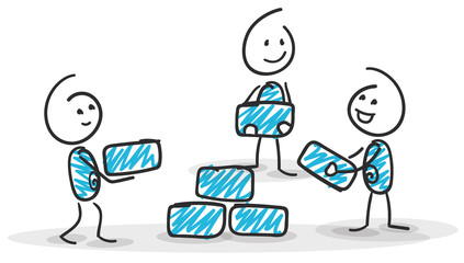 Sticky / Strichmännchen - Teamwork, Zusammenhalt, Business, Gemeinsam