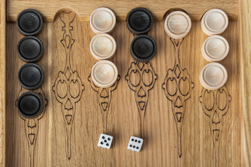 Obraz na płótnie Canvas Backgammon playing field and dices