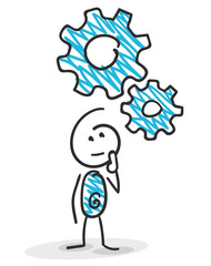 Sticky / Strichmännchen - Plan, Zahnrad, Gedanke