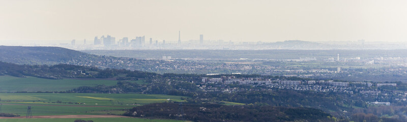 Aerial panorama of the skyline of Paris