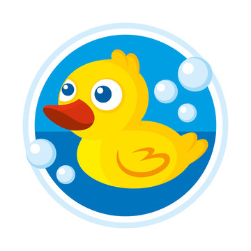 Rubber duck bath toy vector illustration