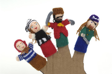 finger puppets on white background