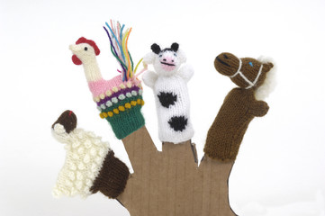 finger puppets on white background