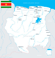 Suriname Map - Detailed Vector Illustration