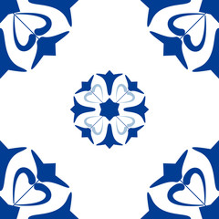 Texture of geometgrical tiles of Portugal. Azulejo, arabesque, old decor