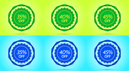 Collection of Green and Blue Sale Badges